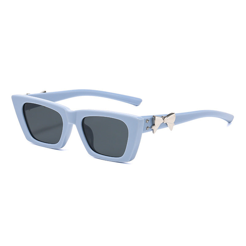 Nashi Pear WS951 Cat-Eye Sunglasses: Blue Frame / Gray Lenses