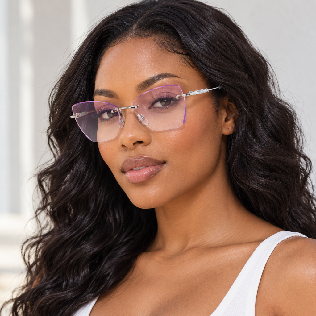 Adult model wearing Nashi Pear 60016 Butterfly Sunglasses