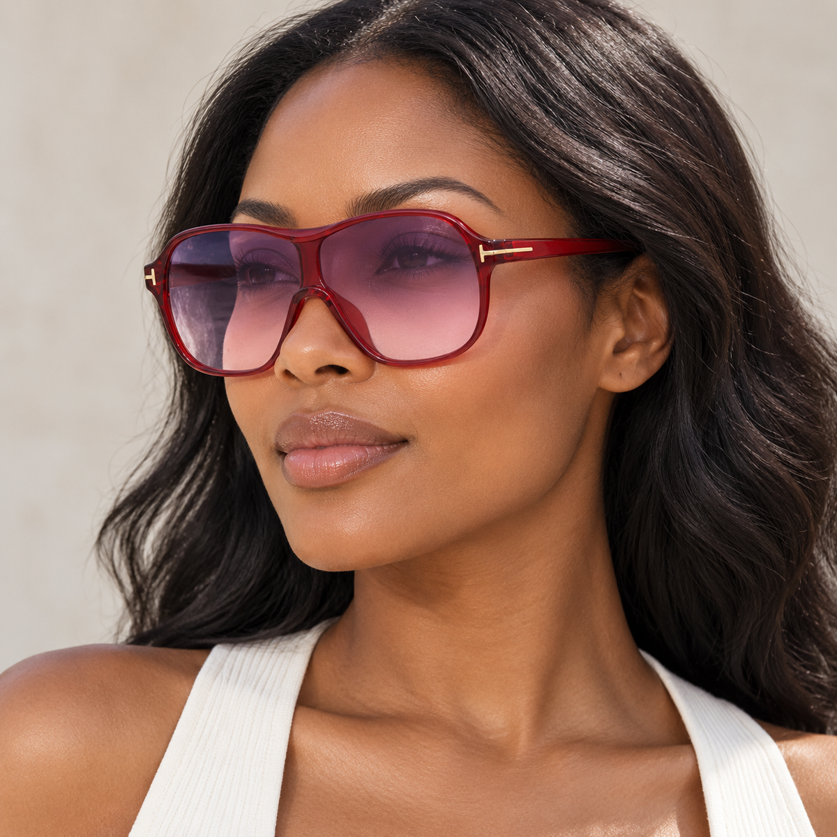 Adult model wearing Nashi Pear 6177 Aviator Sunglasses