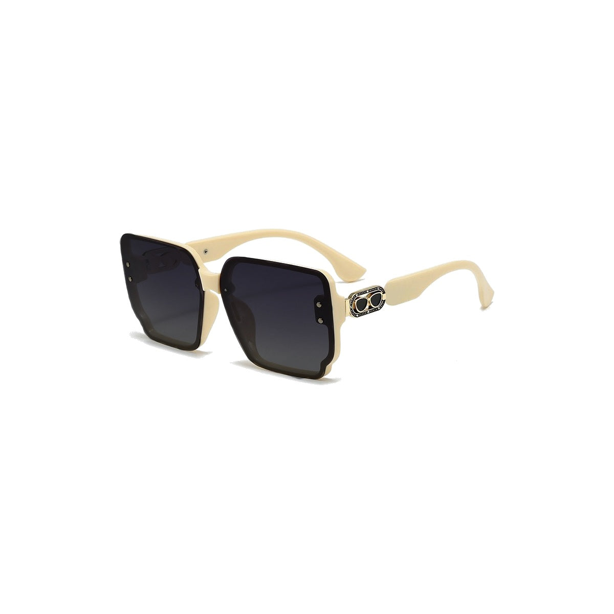 Nashi Pear T41 ivory oversized square sunglasses, single pair on white background