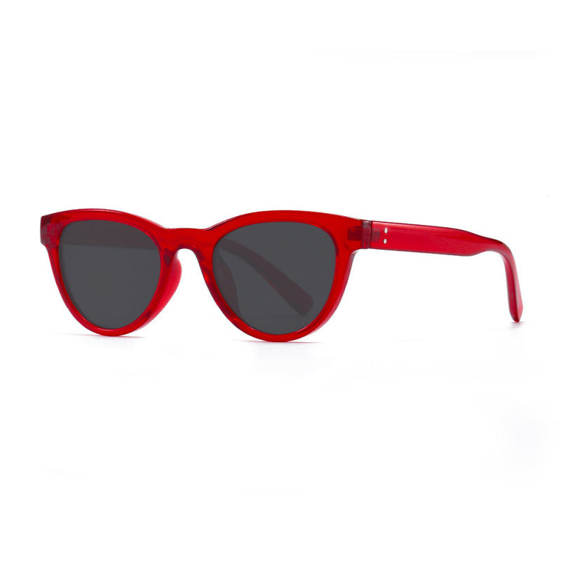 Nashi Pear 986 Oval Sunglasses: Red Frame / Gray Lenses
