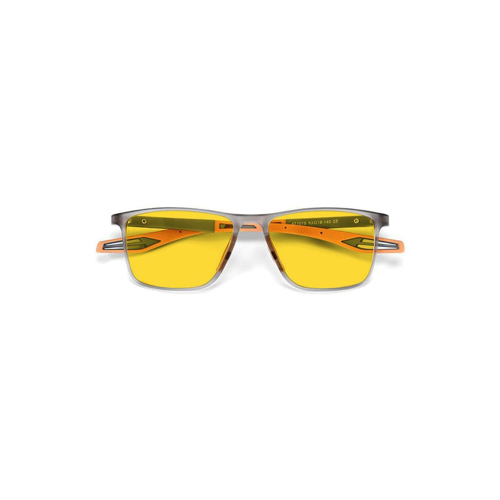 Nashi Pear 6601 square sunglasses, gray frame and yellow lenses