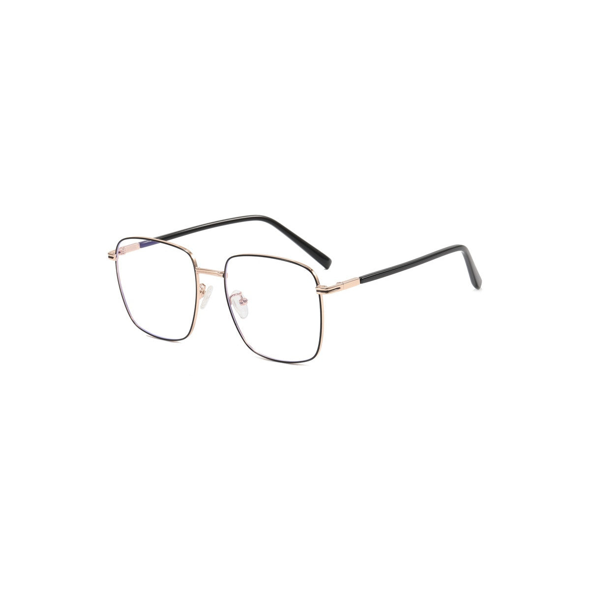 Nashi Pear 6837 black and gold square glasses, single pair on white background