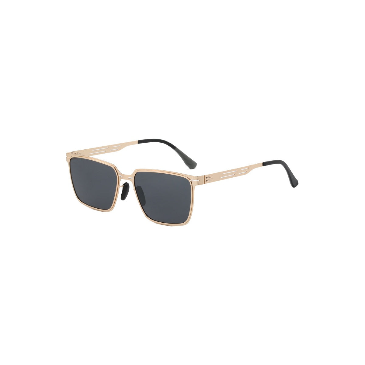 Nashi Pear 9807 square sunglasses, gold frame and gray lenses