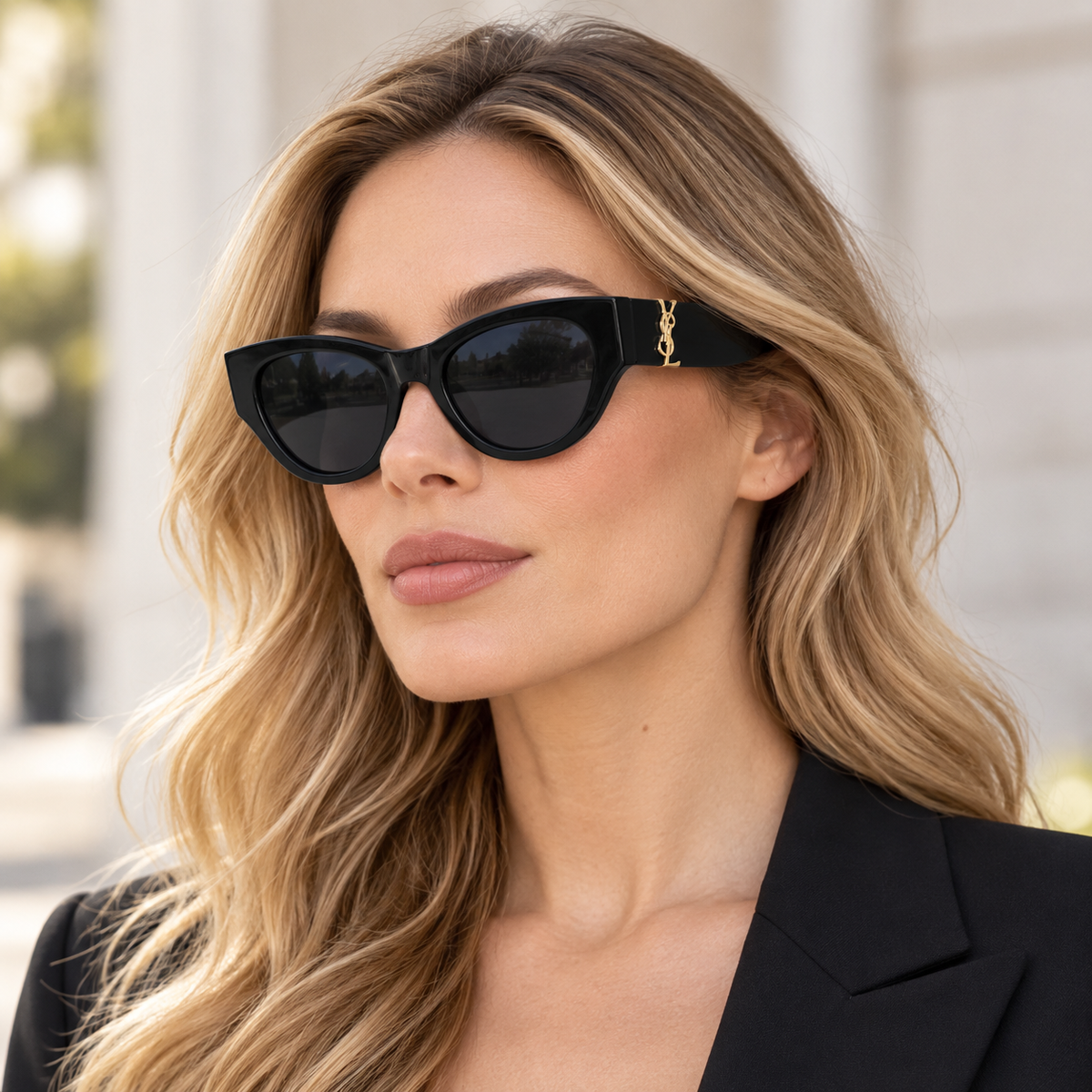 Adult model wearing Nashi Pear 860 Cat-Eye Sunglasses