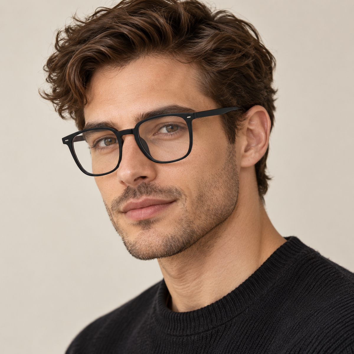 Adult model wearing Nashi Pear 9181 Black Square Glasses