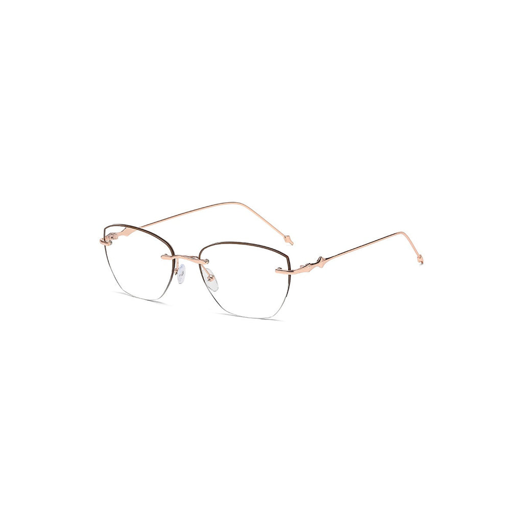 Nashi Pear 60021 Rimless Square Eyeglasses, single pair on a white background