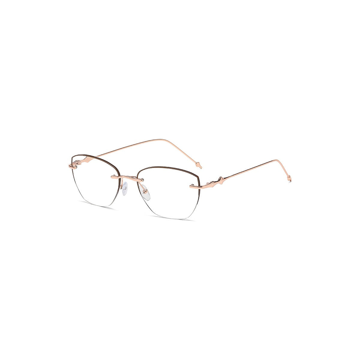 Nashi Pear 60021 Rimless Square Eyeglasses, single pair on a white background