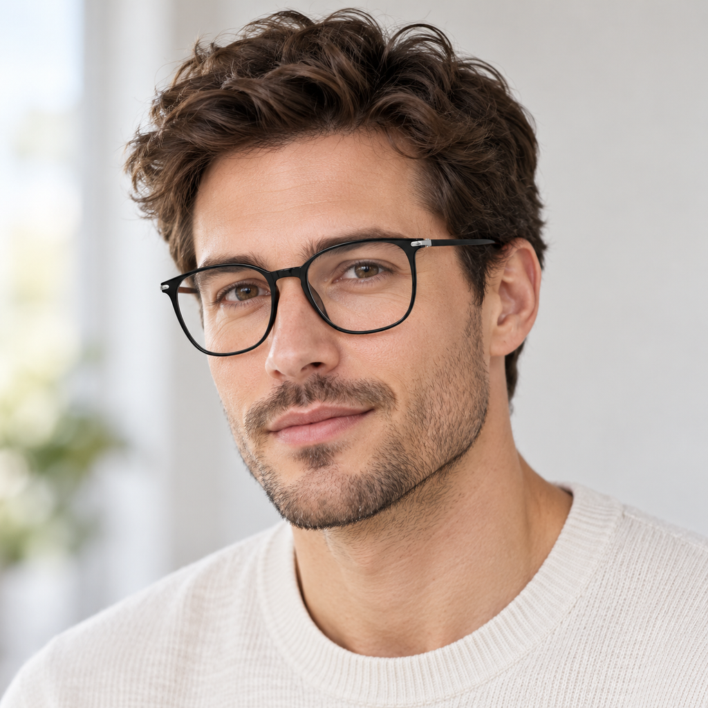 Adult model wearing Nashi Pear TR8152 Square Glasses