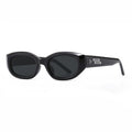 Nashi Pear 988 Oval Sunglasses: Black Frame / Gray Lenses