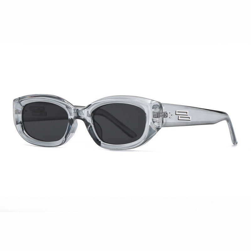 Nashi Pear 988 Oval Sunglasses: Clear Gray Frame / Gray Lenses