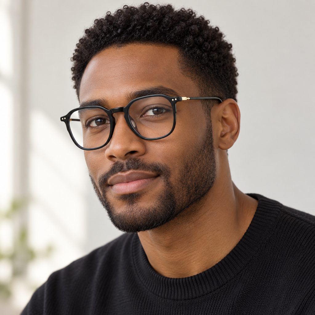 Adult model wearing Nashi Pear 8916 Square Eyeglasses