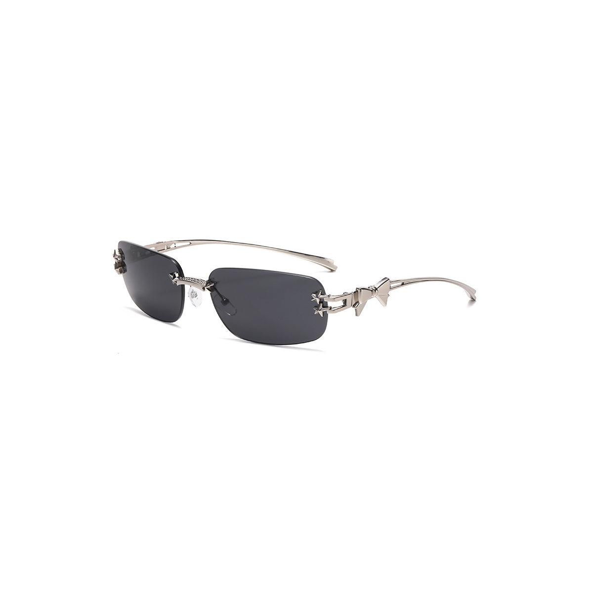 Nashi Pear 90325 nickel and solid gray oval sunglasses, single pair on white background