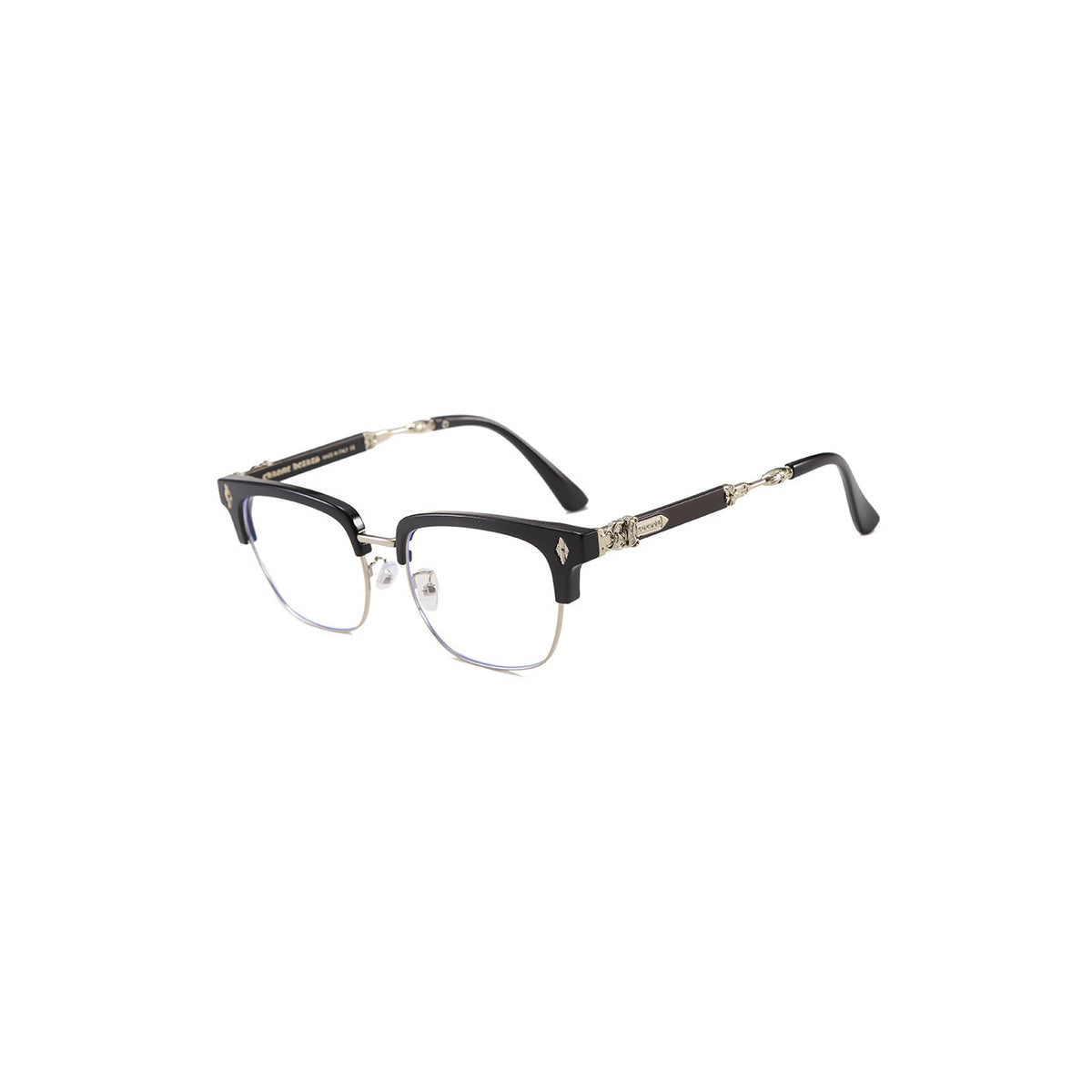 Nashi Pear 2275 browline eyeglasses, black and silver frame