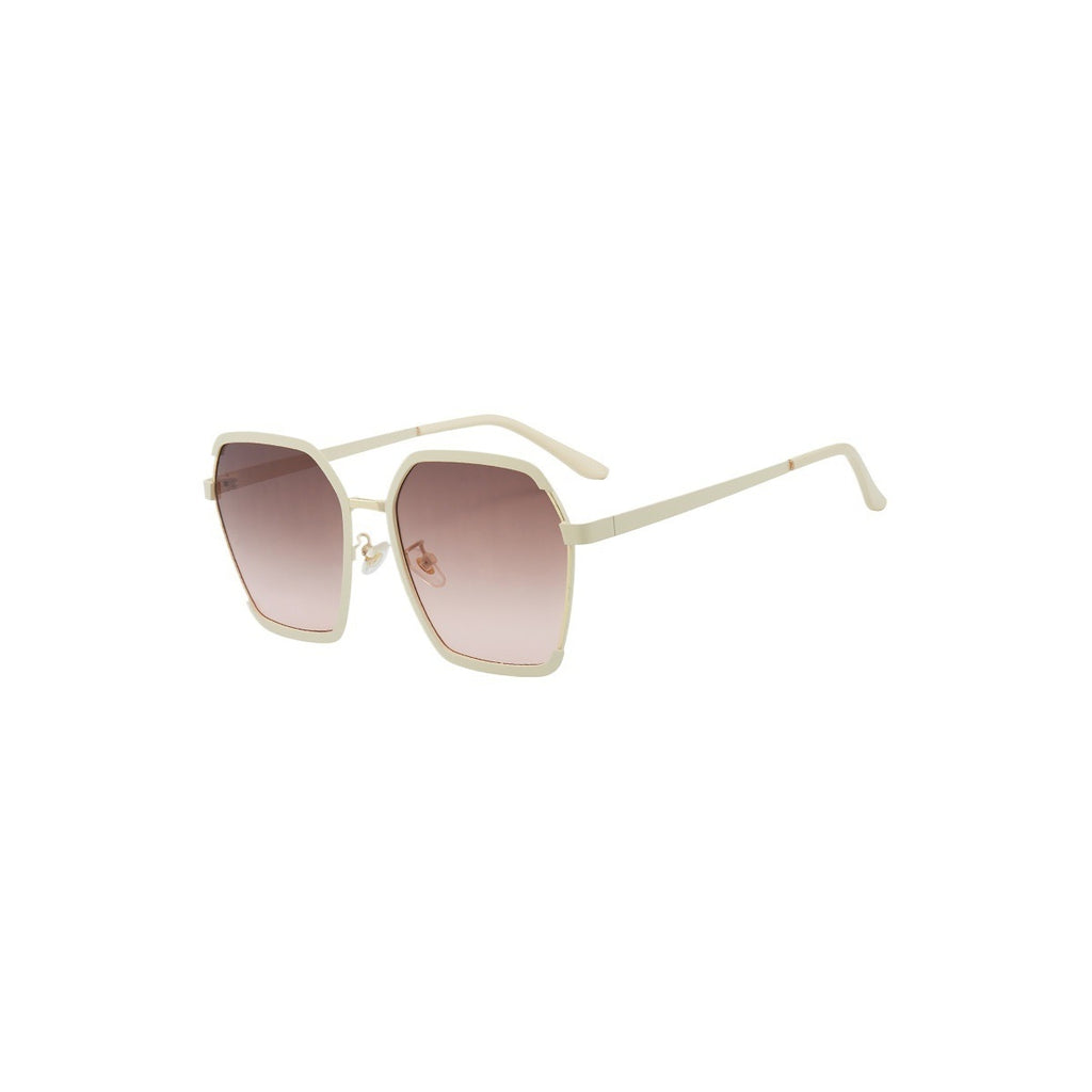 Nashi Pear 61536 geometric sunglasses, ivory frame and pink gradient lenses