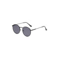 Nashi Pear 1808 Round Sunglasses, black metal frame with gray lenses on a white background