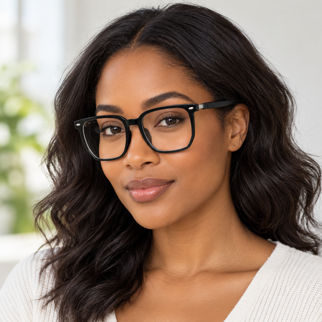 Adult model wearing Nashi Pear 6023 Square Sunglasses