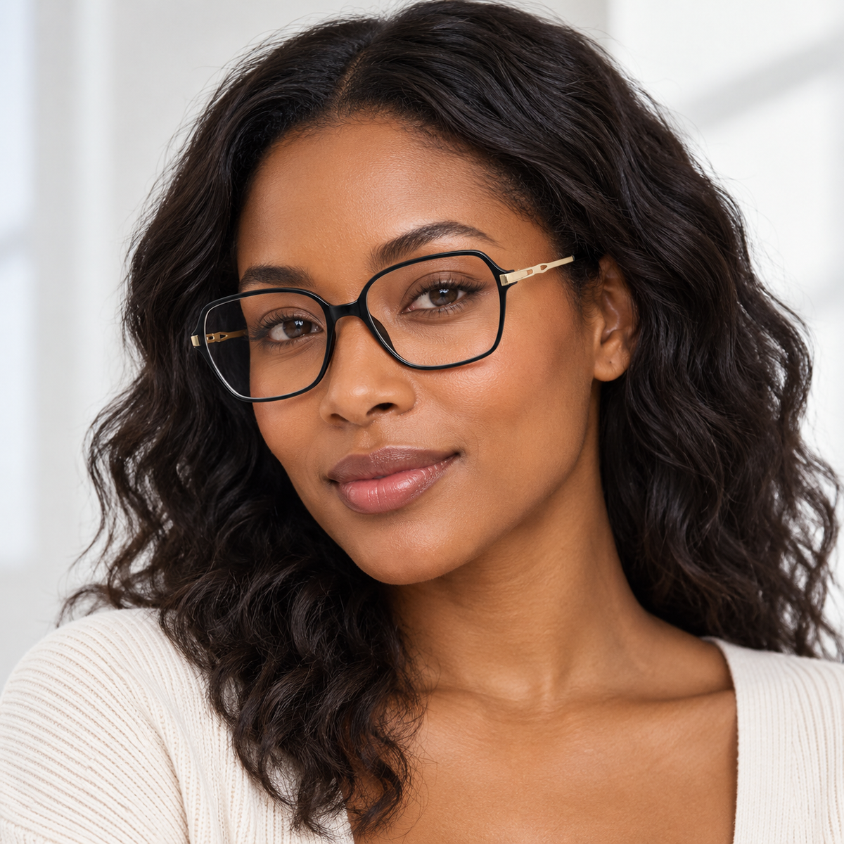 Adult model wearing Nashi Pear 1890 Square Glasses