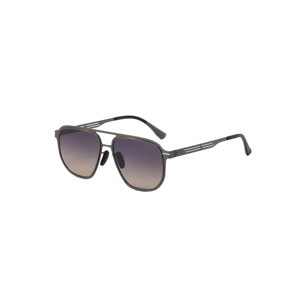 Nashi Pear 9805 square sunglasses, gunmetal frame and gray-brown gradient lenses