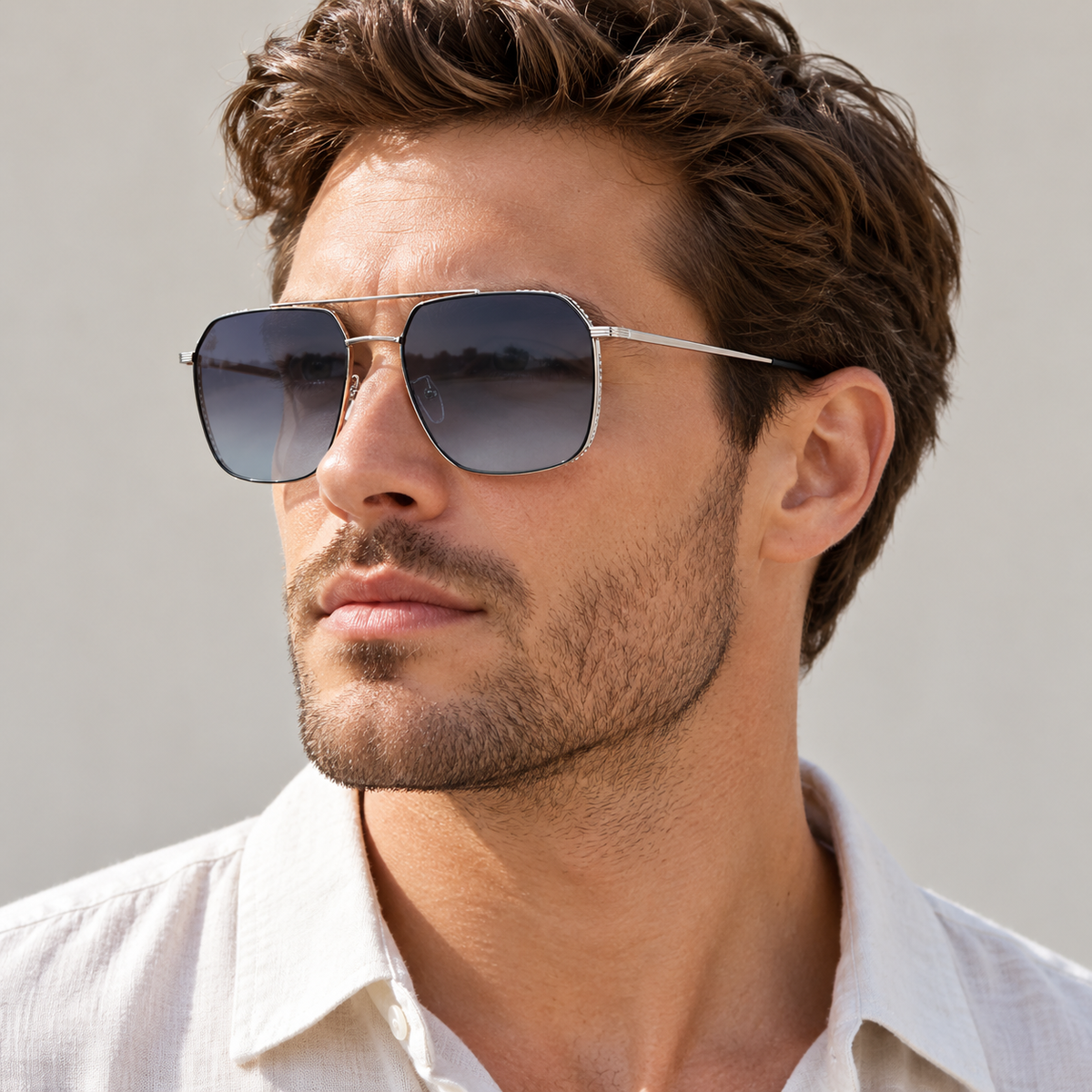Adult model wearing Nashi Pear 8568 Aviator Sunglasses