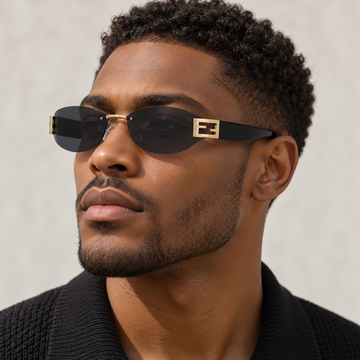Adult model wearing Nashi Pear 90328 Geometric Sunglasses
