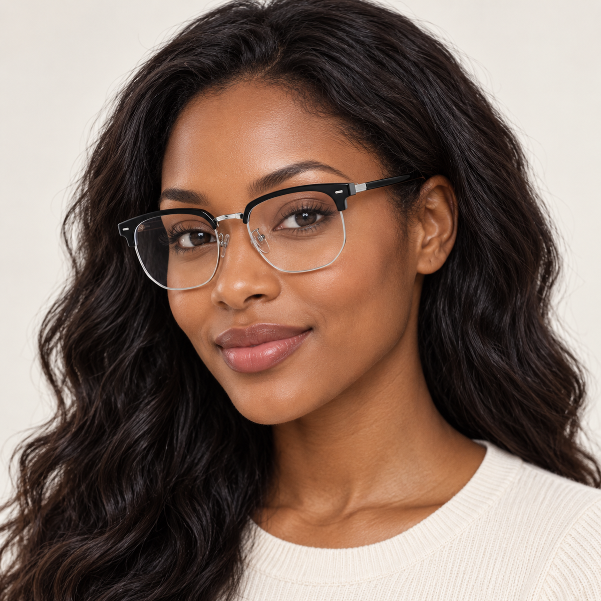 Adult wearing Nashi Pear F602 Browline Glasses