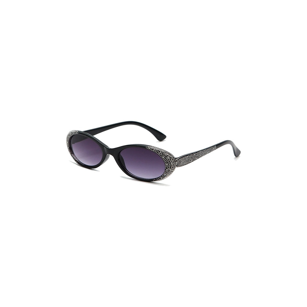 Nashi Pear 910 Black Oval Sunglasses on a white background