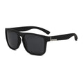 Nashi Pear LS731 Square Sunglasses: Black Frame / Silver Accent / Gray Lenses