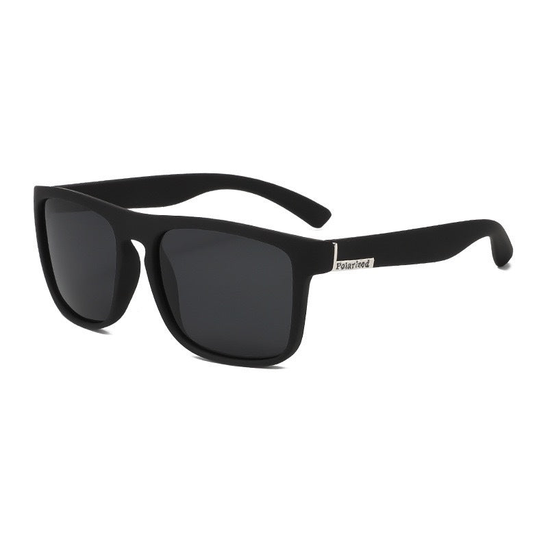 Nashi Pear LS731 Square Sunglasses: Black Frame / Silver Accent / Gray Lenses