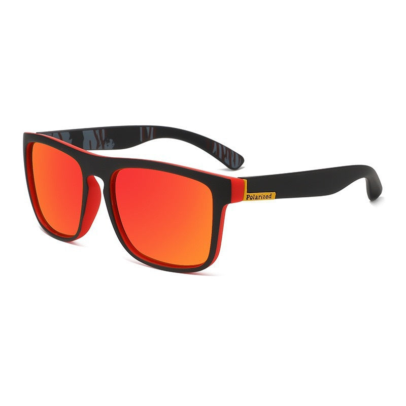 Nashi Pear LS731 Square Sunglasses: Black-Red Frame / Red Mirrored Lenses