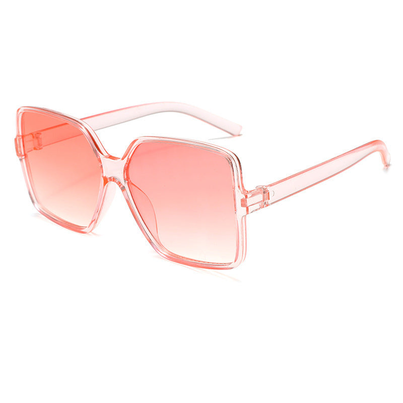 Nashi Pear 5226 Oversized Square Sunglasses: Clear Pink Frame / Pink Lenses