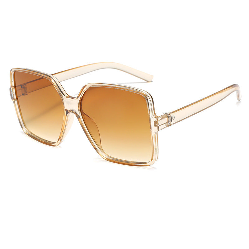 Nashi Pear 5226 Oversized Square Sunglasses: Champagne Frame / Brown Lenses