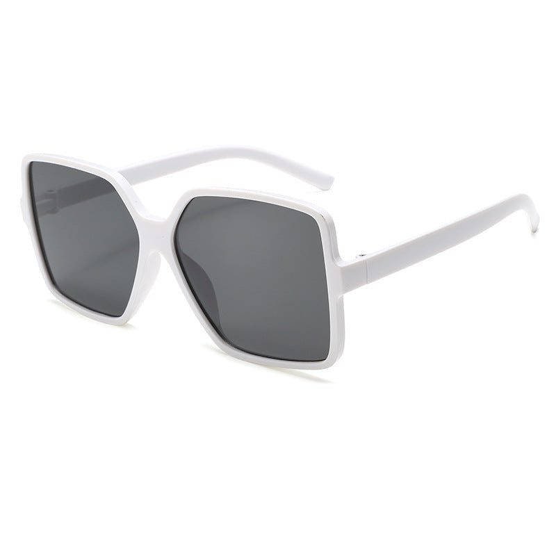 Nashi Pear 5226 Oversized Square Sunglasses: Porcelain White Frame / Gray Lenses