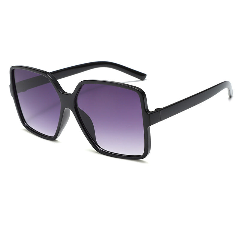 Nashi Pear 5226 Oversized Square Sunglasses: Glossy Black Frame / Dual Gray Lenses