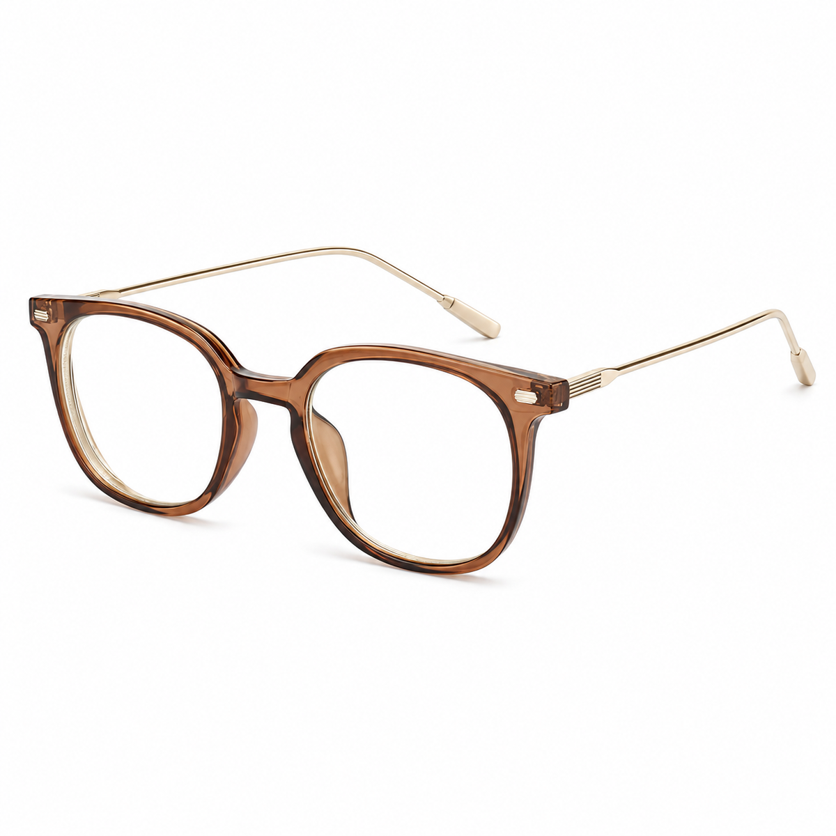 Nashi Pear 2972 Brown Round Glasses on a white background