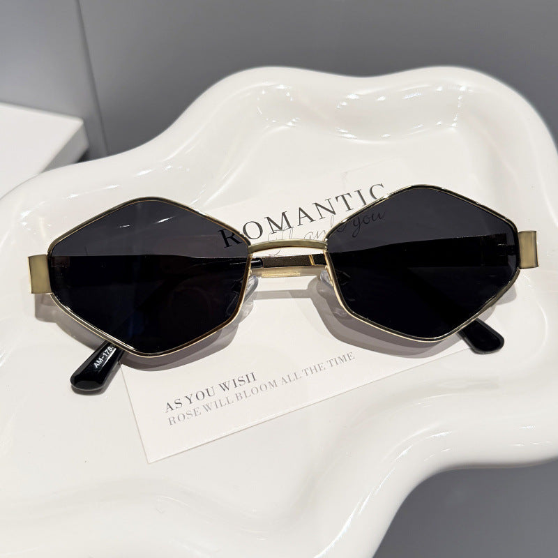 Nashi Pear 1788 geometric sunglasses, gold frame and gray lenses, single pair