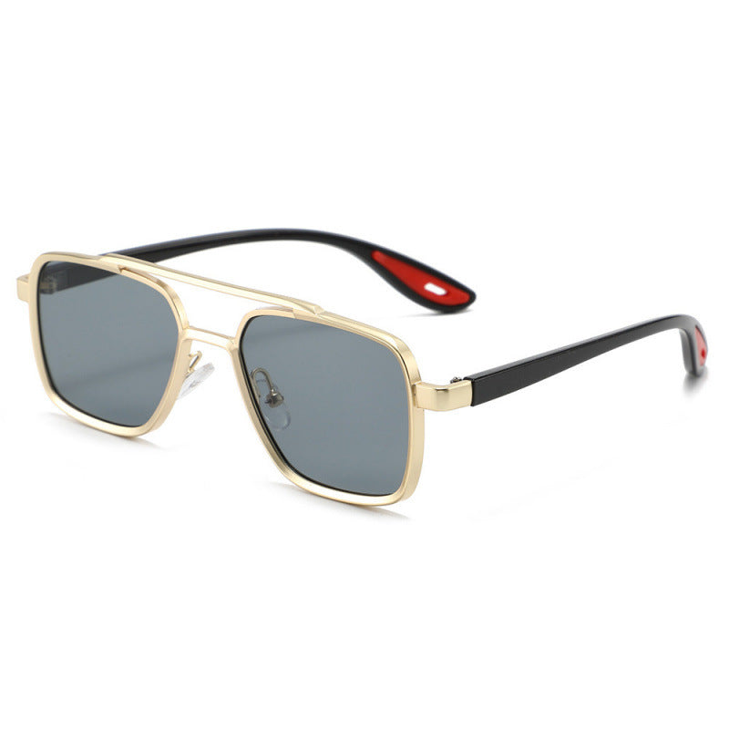 Nashi Pear 2505 square eyewear, Gold frame with gray sun lenses