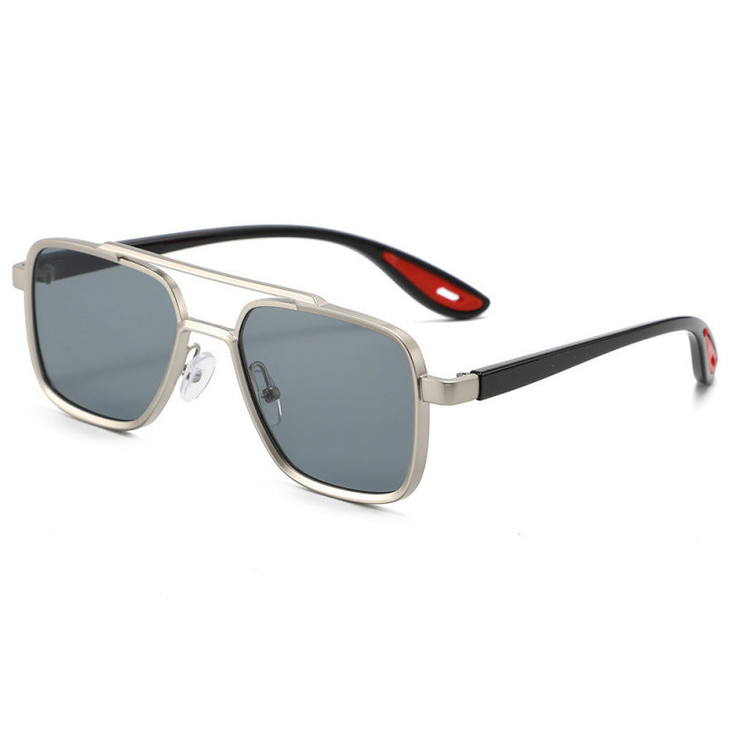 Nashi Pear 2505 square eyewear, Silver frame with gray sun lenses