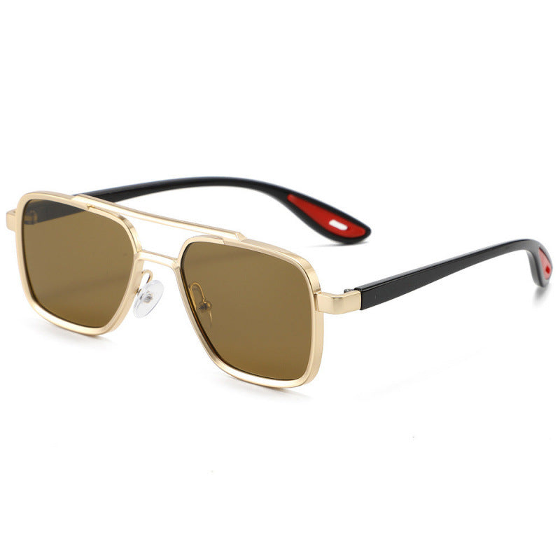 Nashi Pear 2505 square eyewear, Gold frame with brown sun lenses