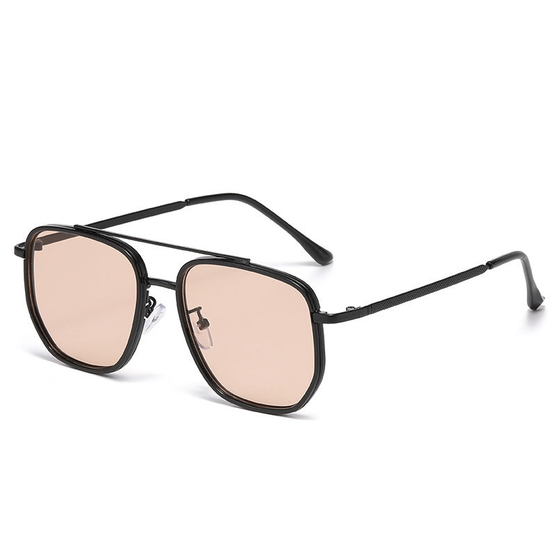 Nashi Pear 2549 square sunglasses, Black frame with pink brown lenses