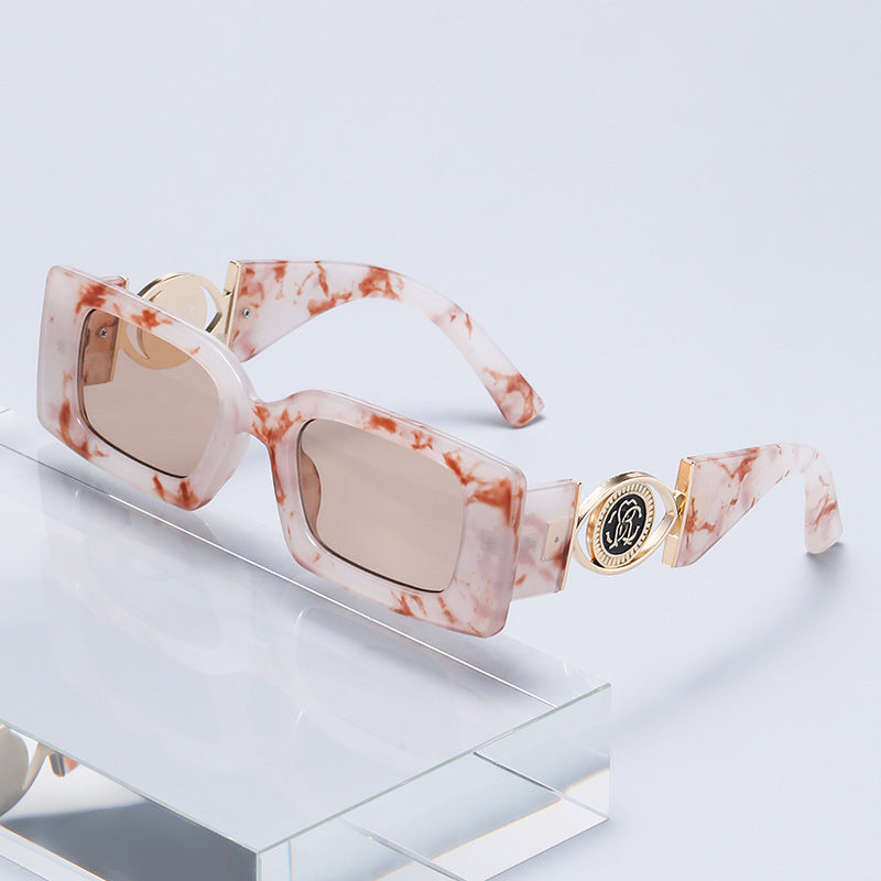 Nashi Pear 3033 square sunglasses, Marbled brown frame with brown lenses
