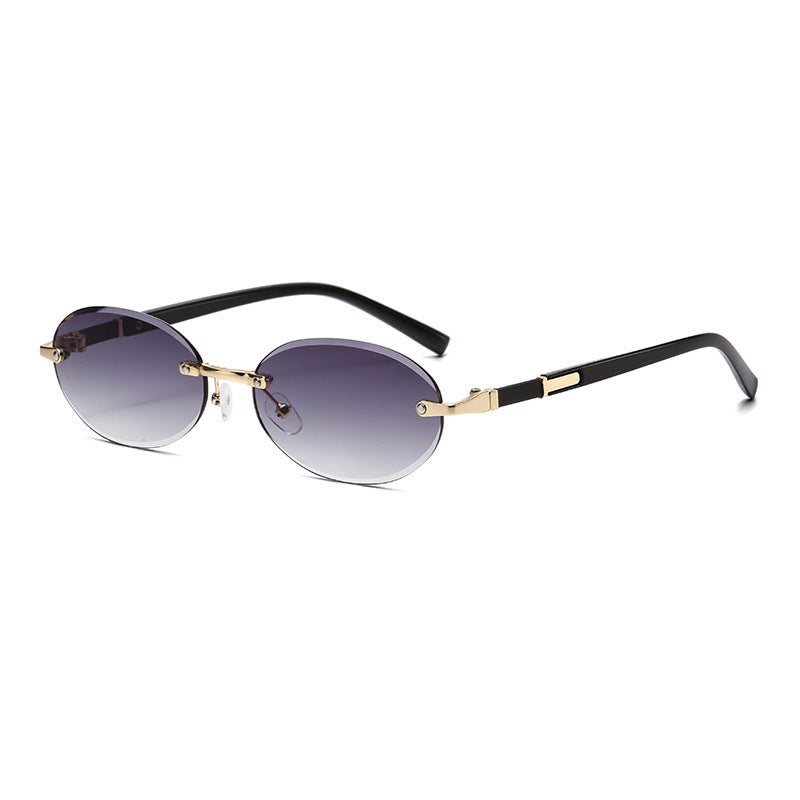 Nashi Pear 6008-2 rimless oval sunglasses, Gray gradient lenses