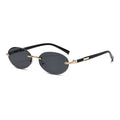 Nashi Pear 6008-2 rimless oval sunglasses, Black frame with gray lenses