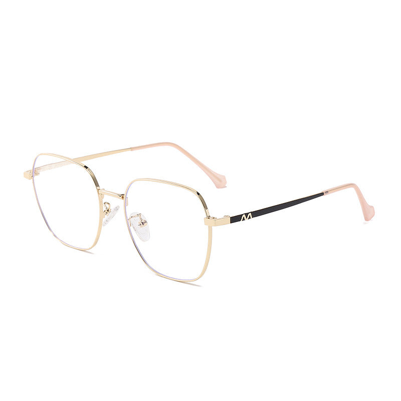 Nashi Pear 6821 square glasses, gold frame, isolated on white