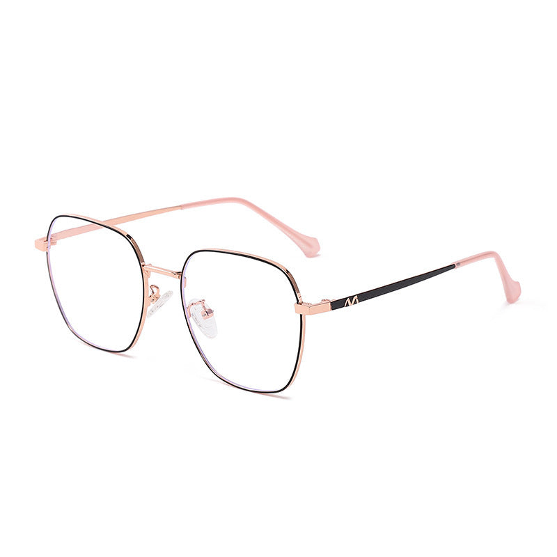 Nashi Pear 6821 square glasses, rose gold and black frame, isolated on white