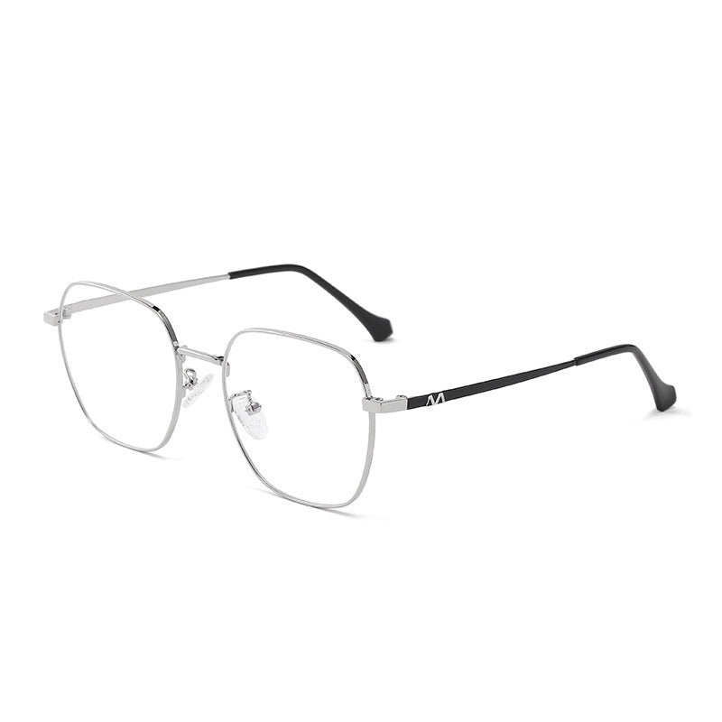 Nashi Pear 6821 square glasses, silver frame, isolated on white