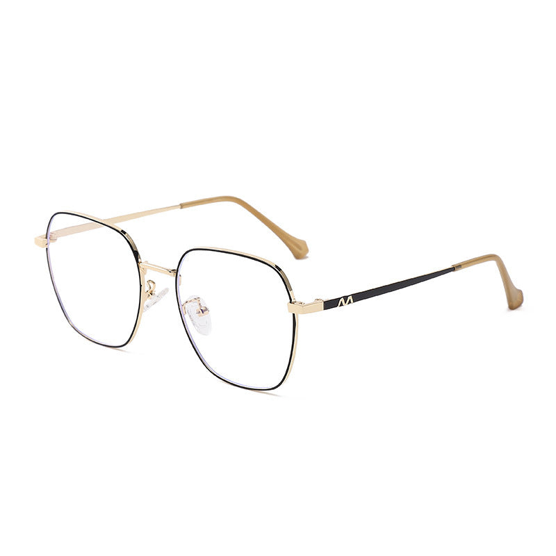 Nashi Pear 6821 square glasses, black and gold frame, isolated on white