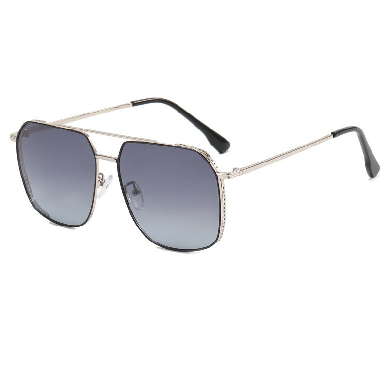 Nashi Pear 8568 aviator sunglasses, Black silver frame with gray blue lenses