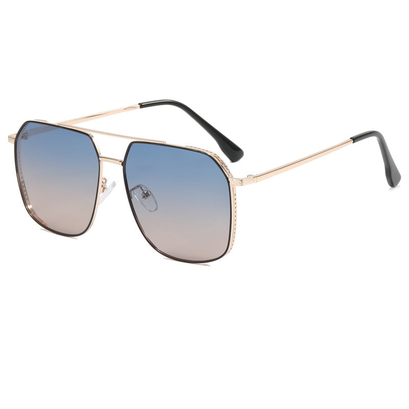 Nashi Pear 8568 aviator sunglasses, Black gold frame with blue brown lenses