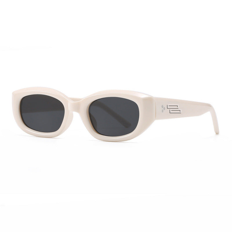 Nashi Pear 988 Oval Sunglasses, ivory frame with gray lenses